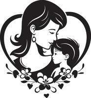 aard liefde moederlijk binding logo ontwerp bloemen genegenheid hart omhelzing van moederschap vector