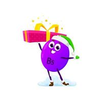 Kerstmis vitamine b5 in de kerstman hoed met geschenk doos vector