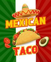 Mexicaans taco's banier met tex Mex en sombrero vector