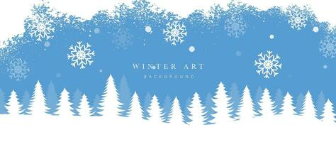winter festival seizoensgebonden achtergrond vector illustratie. Kerstmis vakantie evenement pijnboom, sneeuwvlokken, sneeuwval, heuvel. ontwerp voor poster, behang, banier, kaart, decoratie.