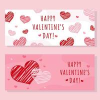 reeks van horizontaal spandoeken, posters met harten voor Valentijnsdag dag. vector