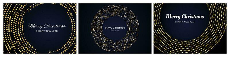vrolijk Kerstmis achtergronden met goud schitteren patroon vector