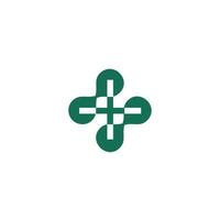 medisch logo. modern gezondheidszorg symbool apotheek icoon. groen en blauw beweging kruis teken origami stijl geïsoleerd Aan wit achtergrond. vlak vector logo ontwerp sjabloon element.