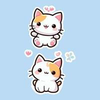 schattig kat stickers met wit borders vector