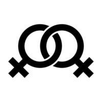 lesbienne symbool icoon geïsoleerd Aan wit achtergrond. vrouw partner symbool. twee vrouw pictogrammen dat behoren naar de lgbt gemeenschap en gemeen lesbienne. vector illustratie.