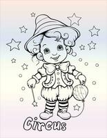 circus clown kleur bladzijde tekening voor kinderen vector