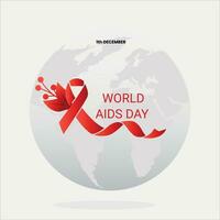 wereld AIDS dag december 1e met rood lint vector