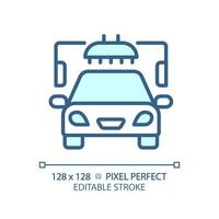 2d pixel perfect bewerkbare blauw auto wassen icoon, geïsoleerd vector, dun lijn illustratie vertegenwoordigen auto onderhoud en reparatie. vector