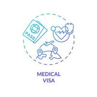 2d helling medisch Visa icoon, gemakkelijk geïsoleerd vector, medisch toerisme dun lijn illustratie. vector