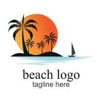 koelte en natuurlijk schoonheid, natuurlijk en exotisch stranden, strand logo vector sjabloon illustratie