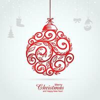 vrolijk Kerstmis decoratief artistiek rood bal achtergrond vector