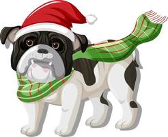 bulldog met kerstmuts stripfiguur vector