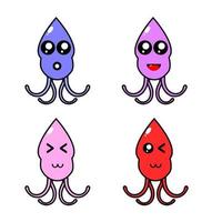 schattige octopus mascotte set. grappige octopus clipart set. vector