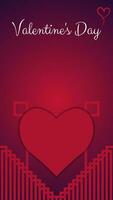 elegant groet kaart voor Valentijnsdag dag in rood. rood hart met een ornament. kopiëren ruimte. verticaal kader. vector illustratie.