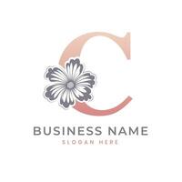 c brief logo met bloem. bloemen c logo vrouwelijk luxe logo ontwerp vector