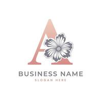 een brief logo met bloem. bloemen een logo vrouwelijk luxe logo ontwerp vector