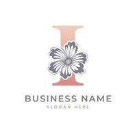 ik brief logo met bloem. bloemen ik logo vrouwelijk luxe logo ontwerp vector