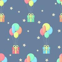 verjaardag naadloos patroon met ballonnen en geschenken vector