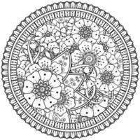 cirkelvormig patroon in de vorm van mandala met bloem voor henna, mehndi, tatoeage, decoratie. vector