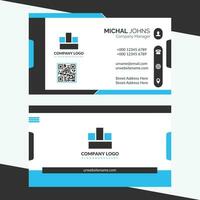 modern en professioneel bedrijf kaart ontwerp met qr code donker zwart licht blauw as wit abstract vector