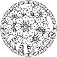 cirkelvormig patroon in de vorm van mandala met bloem voor henna, mehndi, tatoeage, decoratie. vector