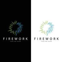 vuurwerk logo, gemakkelijk lijn model- ontwerp nieuw jaar viering dag illustratie, sjabloon vector