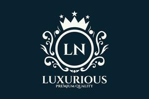 eerste brief ln Koninklijk luxe logo sjabloon in vector kunst voor luxueus branding vector illustratie.