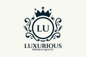 eerste brief lu Koninklijk luxe logo sjabloon in vector kunst voor luxueus branding vector illustratie.