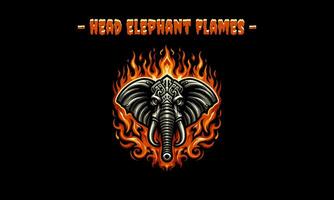 ai gegenereerd hoofd olifant met vlammen vector vlak ontwerp