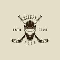 ijs hockey helm en stok logo vector wijnoogst illustratie sjabloon icoon grafisch ontwerp. winter sport teken of symbool voor toernooi of club overhemd afdrukken postzegel concept met retro typografie stijl