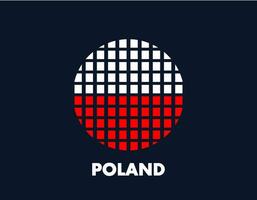 de Polen ronde vlag icoon. ontwerp vlag met de arrangement van pleinen dat het formulier een cirkel. vlag met wit en rood. vector