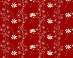 rood en wit bloemen patroon achtergrond vector