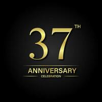 37e verjaardag viering met goud kleur en zwart achtergrond. vector ontwerp voor feesten, uitnodiging kaarten en groet kaarten.