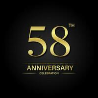 58ste verjaardag viering met goud kleur en zwart achtergrond. vector ontwerp voor feesten, uitnodiging kaarten en groet kaarten.