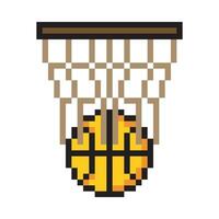 basketbal zullen Gaan in hoepel met pixel kunst ontwerp vector