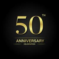 50e verjaardag viering met goud kleur en zwart achtergrond. vector ontwerp voor feesten, uitnodiging kaarten en groet kaarten.