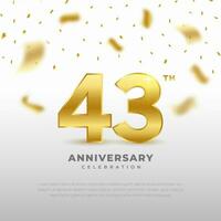 43e verjaardag viering met goud schitteren kleur en wit achtergrond. vector ontwerp voor feesten, uitnodiging kaarten en groet kaarten.