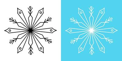 sneeuwvlokken schets geïsoleerd illustratie dun lijn zwart en wit contour Kerstmis voorwerp voor uw winter ontwerp vector