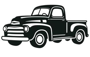 wijnoogst oppakken vrachtauto logo monochroom ontwerp stijl vector