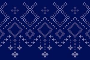 indigo marine blauw meetkundig traditioneel etnisch patroon ikat naadloos patroon grens abstract ontwerp voor kleding stof afdrukken kleding jurk tapijt gordijnen en sarong aztec Afrikaanse Indisch Indonesisch vector