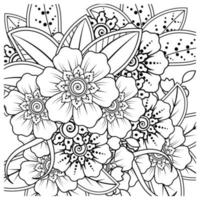 mehndi bloem decoratief ornament in etnische oosterse stijl, doodle sieraad, schets hand tekenen. kleurboek pagina. vector