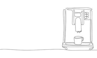 een lijn doorlopend koffie machine. lijn kunst koffie machine schets. hand- getrokken vector kunst