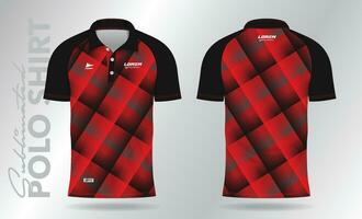 abstract rood en zwart polo overhemd mockup sjabloon ontwerp voor sport uniform vector