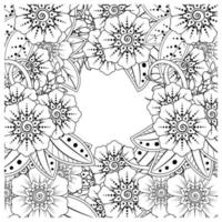 mehndi bloem decoratief ornament in etnische oosterse stijl, doodle sieraad, schets hand tekenen. kleurboek pagina. vector