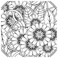 mehndi bloem decoratief ornament in etnische oosterse stijl, doodle sieraad, schets hand tekenen. kleurboek pagina. vector