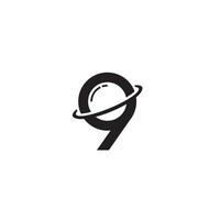 9 en planeet logo of icoon ontwerp vector