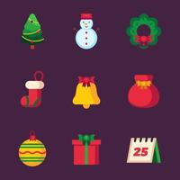 set van pictogrammen voor kerstelementen