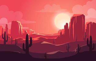 zonsondergang op de achtergrond van de woestijn vector