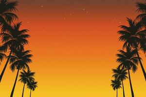 helling strand zonsondergang landschap met palm boom achtergrond vector