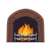 haard met brandend brandhout. huis steen haard met brandend brand. vector illustratie.